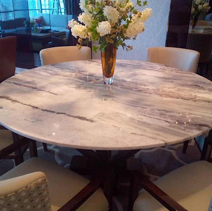White Princess Quartzite Round Dining table - Four Season Residences